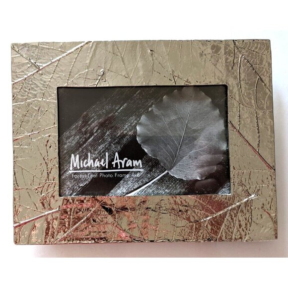 Michael Aram Designer Photo Frame Forest Leaf Cast Metal Silver Color 4 * 6 in - Picture 8 of 16